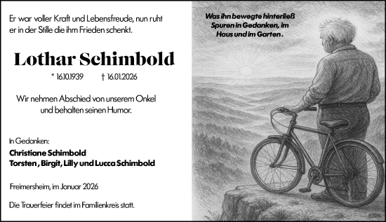 Traueranzeige von Lothar Schimbold von Allgemeine Zeitung Alzey