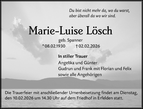 Traueranzeige von Marie-Luise Lösch von Groß-Gerauer Echo