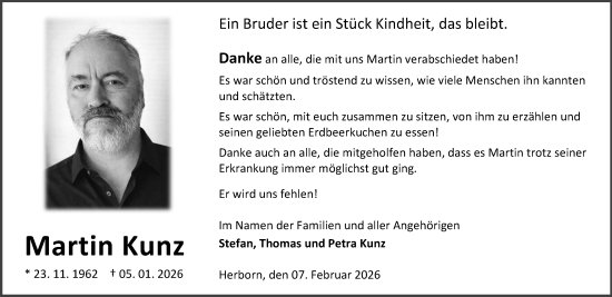 Traueranzeige von Martin Kunz von Dill Block